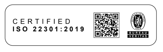 Bureau Veritas Certified ISO 22301:2019 mark